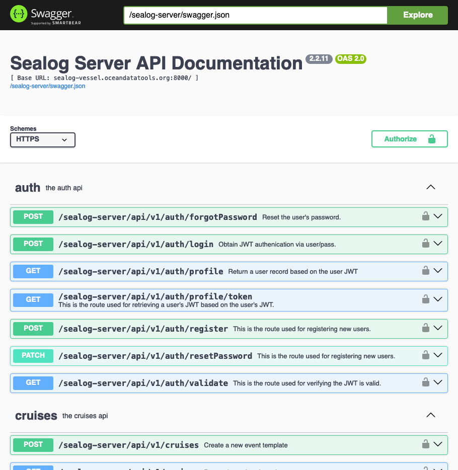 Sealog Server's RESTful API